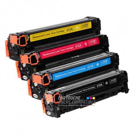 Pack de 4 Toners Laser Compatibles HP CE410A-CE411A-CE412A-CE413A