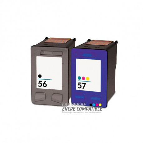 Pack de 2 Cartouches D'encre Compatibles HP 56-57XL